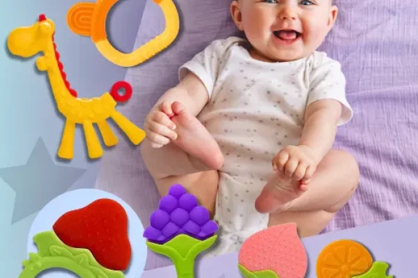 Mordedores para bebés con textura para masticar y creados para estimular la dentición o encías inflamadas o con picazón en bebes de 0 a 6 meses son juguetes para recién nacidos fabricado en silicona de grado alimenticio y son aptos para el congelador también son un regalo perfecto para recién nacidos o baby shower en bebes de 0-6 meses